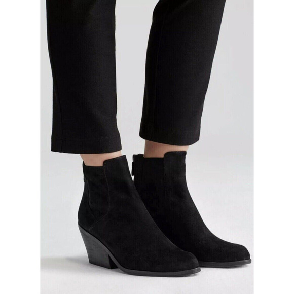 Eileen Fisher Shoes - Eileen Fisher Peer Heeled Ankle Boots Black Suede Booties Women's Size 11